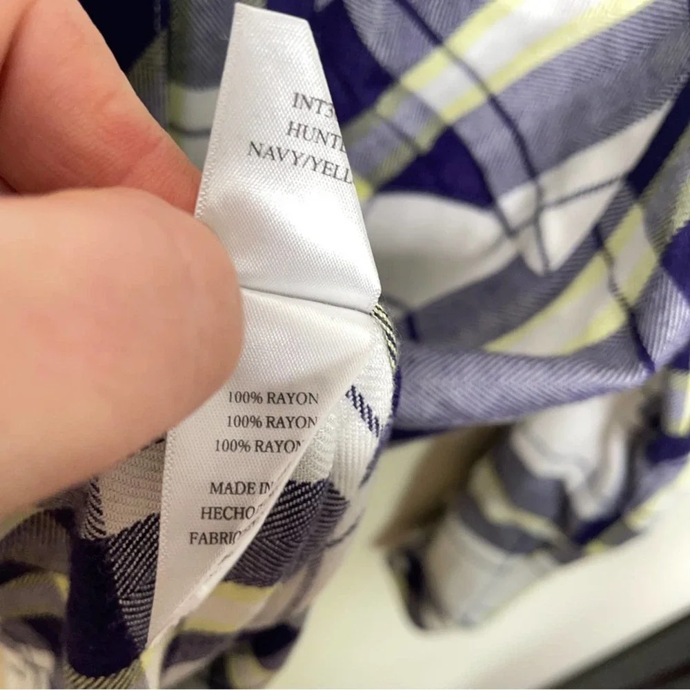 RAILS Hunter Plaid Button Down Top Yellow Navy Blue {Y10} - Picture 6 of 6